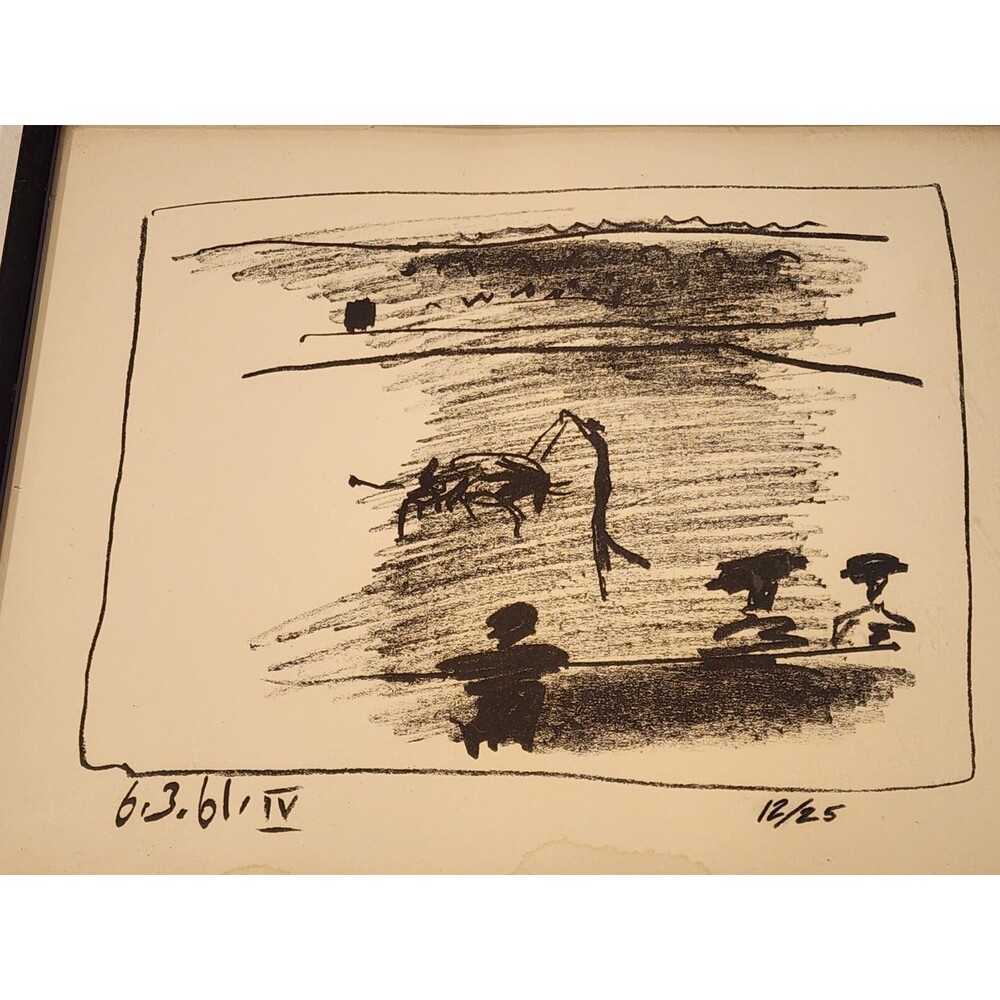 Vintage 1961 PABLO PICASSO Abstract Les Banderilles A Los Toros IV Lithograph - Picture 4 of 7